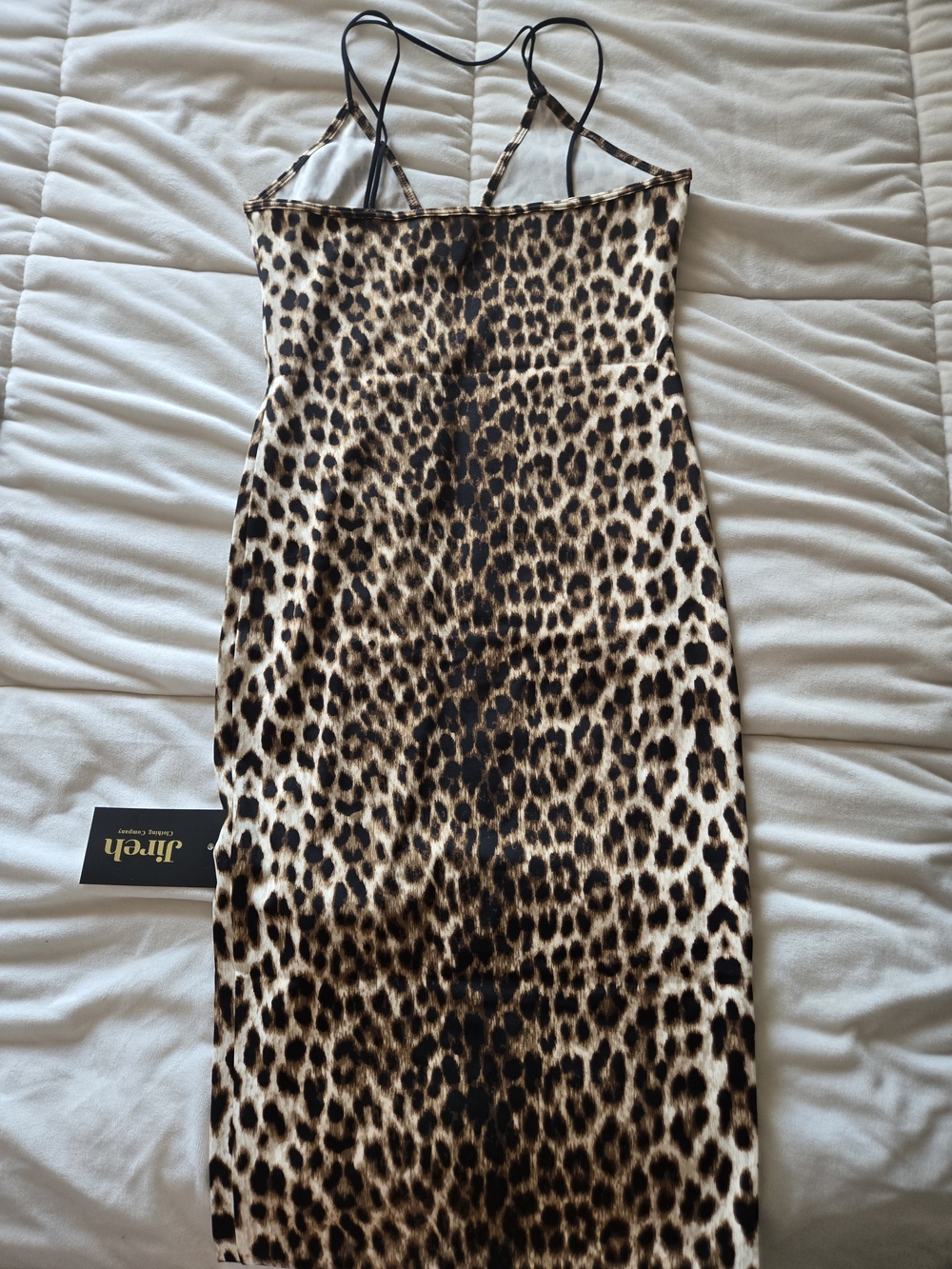 Leopard-Print Midi Slip Dress — Brown/Black